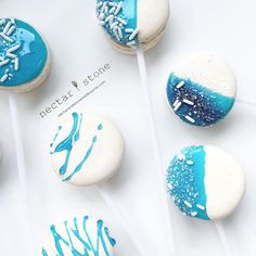 an instagram page with blue and white desserts on it's phone screen