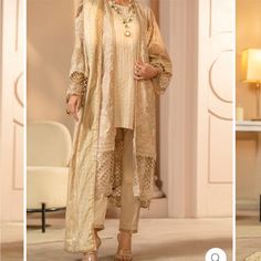 Pakistani Dress Brand Almirah Size Medium Brand New Silk Evening Dress With Dupatta, Evening Dabka Dress For Festive Occasions, Elegant Sets With Dabka, Festive Evening Dress With Dabka Embroidery, Elegant Evening Dress With Dabka Embroidery, Elegant Evening Dress With Dabka Detail, Luxury Fitted Dresses For Eid, Elegant Long Sleeve Dress With Dabka, Elegant Long Dresses For Eid