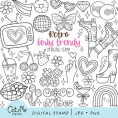 the digital stamp set is ready to be used as a coloring page for children's artwork