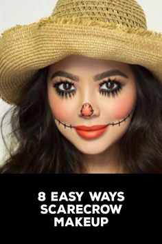 How to Scarecrow Makeup Diy Scarecrow Costume, Scarecrow Halloween Makeup, Halloween Costumes Scarecrow, Meme Costume, Kids Nails, Scarecrow Makeup, Diy Scarecrow, Halloween Make-up Looks, Scarecrow Costume