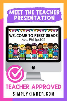 a computer screen with the words welcome to first grade mrs phillips's class on it