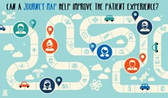 a road map with cars and people on it that says can a journey help improve the patient experience?