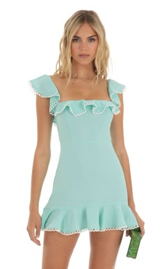 Celosia Ruffle Mini Dress in Aqua | LUCY IN THE SKY Cotillion Dresses Mini, Cute Birthday Dresses For Teens Preppy, Junior Prom Dresses Short Preppy, Fancy Mini Dresses Blue, Showpo Dress Formal Short, Preppy Confirmation Dresses, Unique Hoco Dresses Lulus, Luck And Trouble Dress, Preppy Dresses Summer Country Club Prep