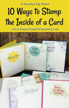 some cards with the words 10 ways to stamp the inside of a card on them