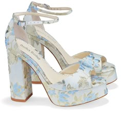 CATARINA Bella Belle Shoes, Belle Shoes, Next Shoes, Blue Wedding Shoes, Floral Sandals, Floral Heels, Beautiful Sandals, Blue Heels, Wedding Heels