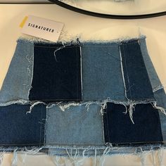 Brand New Never Worn So Cute And Flattering Waist Is Too Big On Me Blue Fitted Patchwork Mini Skirt, Fitted Blue Patchwork Mini Skirt, Fitted Blue Mini Skirt With Patchwork, Blue Fitted Mini Skirt With Patchwork, Blue Patchwork Mini Denim Skirt, Blue Patchwork Denim Mini Skirt, Trendy Blue Patchwork Skirt, Casual Blue Patchwork Mini Skirt, Blue Patchwork Mini Skirt