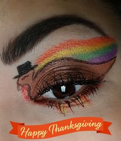 Thanksgiving Makeup Hooded Eyes, Thanksgiving Makeup Ideas Creative, Turkey Makeup, Thanksgiving Eyeliner, Thanksgiving Eye Makeup, Fall Graphic Liner, Thanksgiving Makeup Ideas, Eyeshadow Thanksgiving, Pumpkin Makeup Eyeshadow