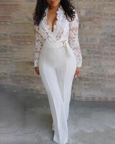 White Jumpsuits, Long Pant Jumpsuit, Evening Jumpsuit, Lace Jumpsuit, Jumpsuit Party, White Jumpsuit, Long Sleeve Jumpsuit, Long Jumpsuits, Lace Romper