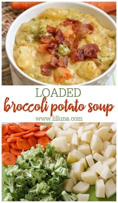 broccoli potato soup is loaded with bacon and cheese