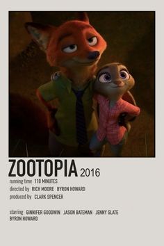 the movie poster for zootopia is shown with an image of a man holding a stuffed animal