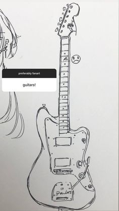 a drawing of an electric guitar with the caption'guitars'written below it