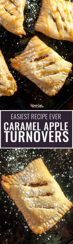 baked apple turnovers on a grill with the words easy recipe ever caramel apple turnovers