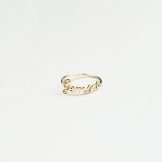 CUSTOM NAME RING - F105 This ring is a new addition to our Name Ring collection. You can customize it with any name or word of your choice. Basic symbol such as heart, star, &, # is available to add in, just put your request in note box at check out. * SIZE OF LETTERS: capital letters approximately 6mm high. * MATERIAL: Sterling Silver 925. * COLOR: Silver, 18k Gold Vermeil, Rose Gold Vermeil. --- Vermeil is made of thick 18k gold or rose gold layered on .925 sterling silver. Vermeil is nick Custom Name White Gold Round Ring, Custom Name White Gold Ring, White Gold Custom Name Ring, Promise Ring With Custom Nameplate, Custom Name Plate Ring For Promise, Custom Name Engraved Yellow Gold Ring, Custom Name Adjustable Nameplate Ring, Custom Text Gold Rings For Anniversary, Gold Rings With Custom Text For Anniversary