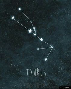 the zodiac sign taurus on a starry night sky