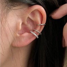 Nwt Silver Ear Cuff Set Of 3 Smoke Free Shed Free Home! Make An Offer And Bundle! Crystal Ear Cuff, Conch Hoop, Cartilage Ring, Ear Crawler Earrings, Conch Earring, Cartilage Earrings Hoop, Wrap Earrings, Ear Ring, Fake Piercing