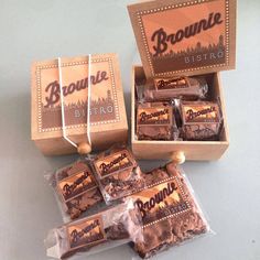 some brownies are in a box on a table