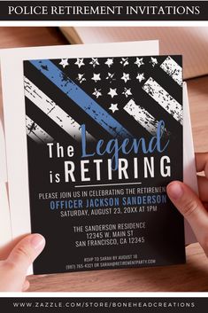 Police Retirement Thin Blue Line Law Enforcement Invitation Police Officer Retirement Party Ideas, Law Enforcement Retirement Party Ideas, Police Retirement Cake, Officer Retirement Party, Retirement Party Cakes, Police Retirement Gifts