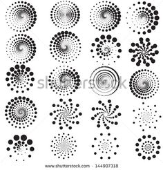 black and white circles with dots in them on a white background stock photo, royalty