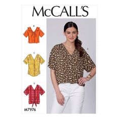 a women's blouse, top and pants sewing pattern from the mccalls catalog