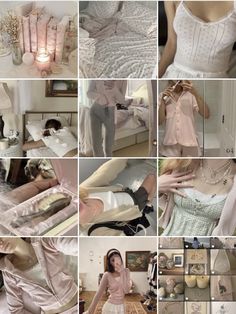 a collage of photos showing different types of clothing and accessories, including dresses, shoes, clothes, lamps, and pillows