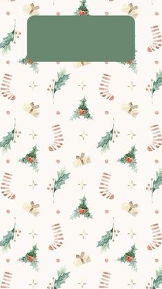 a white background with green and red christmas decorations on the bottom right corner is an illustration of holly leaves, stockings, and bells