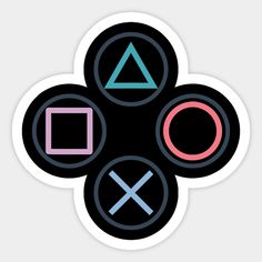 the four symbols in this game are black, pink, and blue on a white background