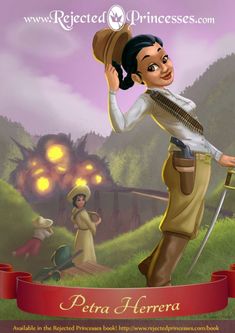 an animated image of a woman holding a hat and walking with two children in the background