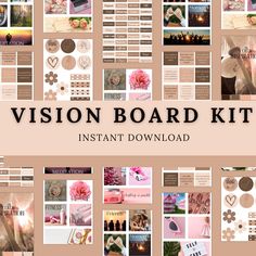 the vision board kit includes photos and text