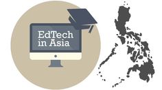 a computer screen with the words edtech in asia on it next to a map