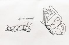 a drawing of a butterfly with the words you've changed written on its wings