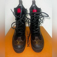 Limited Edition. Gently Used. Louis Vuitton Shoes, Moto Boots, Shoes Boots, Limited Time, Shoe Boots, Limited Edition, Louis Vuitton, Size 6, Women Shoes