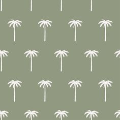 a palm tree pattern on a green background with white lines in the shape of trees