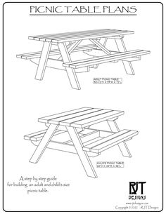 the picnic table plans are shown in black and white, with instructions for how to build it