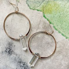 Clear Quartz Crystal Hoop Earrings