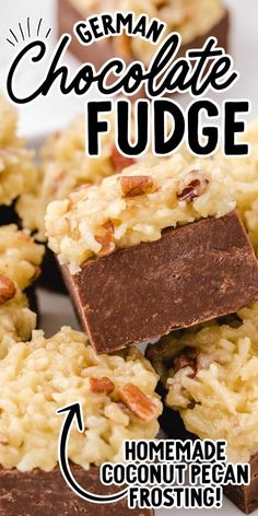 german chocolate fudge recipe with text overlay