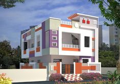 this is an artist's rendering of a multi - colored house in the city