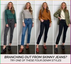 Madewell jeans are some of my favorite brands of skinny jeans. They have lots of great options if you're branching out from skinny jeans.