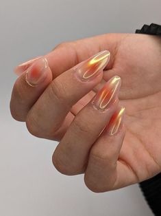 Milky Nails, Orange Nails, Minimalist Nails, Fire Nails, Funky Nails, Pretty Acrylic Nails, Chrome Nails, Cute Acrylic Nails