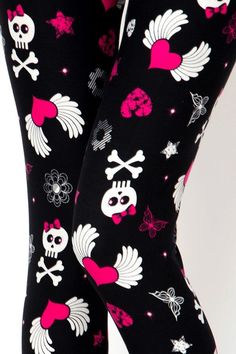 Extra Soft printed leggings with 4-way stretch fabric, so you can move with absolute comfort and ease. Yoga Fashion Outfits, Active Wear Outfits Winter, Scene Pants, Printed Leggings Outfit, Goth Leggings, Scene Clothes, Punk Love, Silly Clothes, Emo Clothes