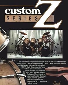 an advertisement for the custom series 2 drum set