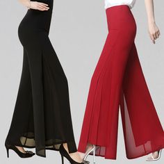 Lady Chiffon Dancing Pants Split Wide-leg Trousers Maxi Culottes Thin Plain Please note this is in Asian sizing, smaller than western size e.g. UK, US, AU. Please check the measurements carefully before making a purchase. Please allow 1-3cm discrepancy due to different measurement method. Size: S Length 98cm/38.5in,Hip 90cm/35.4 in,Waist 67cm/26.3 in M Length 98cm/38.5in,Hip 93cm/36.5 in,Waist 70cm/27.5 in L Length 99cm/38.9in,Hip 96cm/37.7 in,Waist 73cm/28.7 in XL Length 99cm/38.9in,Hip 100cm/3 Trouser Design, Trousers Casual, Dance Pants, Stil Elegant, Wide Pants, Wide Leg Trousers, Dance Wear, Item Number, Classy Outfits