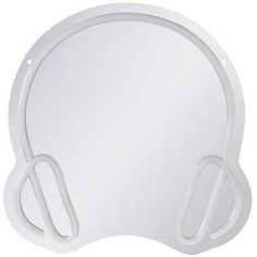 a mirror with headphones attached to the front of it, on a white background