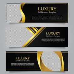 two black and gold banners with golden lines on the bottom, one is for luxury