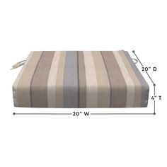 a bench cushion with measurements for the seat