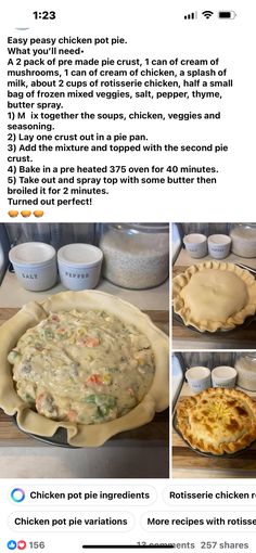 Chicken Cream Of Mushroom, Mushroom Pot Pie, Easy Home Recipes, Easy Chicken Pot Pie, Cream Of Celery Soup, Cream Of Mushroom, Pot Pies Recipes, Chicken Pot Pie Recipes, Rotisserie Chicken Recipes