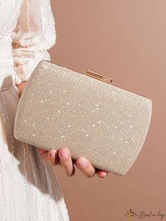 BirdinBag - Chic Rhinestone Embellished Evening Bag with Chain Strap Bag With Chain, Fancy Bags, Color Champagne, Word Wrap, Chain Bag, Evening Clutch, Mini Fashion, Square Bag, Chain Bags