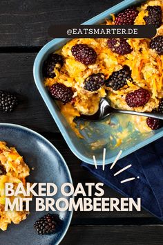 baked oats and blackberries in a casserole dish