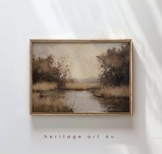 a painting hanging on the side of a wall