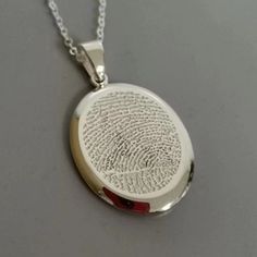 Fingerprint Pendant Necklace, Silver Hand Stamped Oval Pendant Jewelry, Silver Oval Pendant Jewelry Hand Stamped, Thumbprint Jewelry, Thumbprint Necklace, Fingerprint Necklace, New Gold Jewellery Designs, Silver Keychain, Fingerprint Jewelry