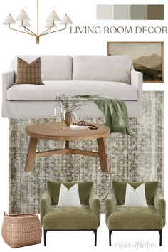 the living room is decorated in neutral colors